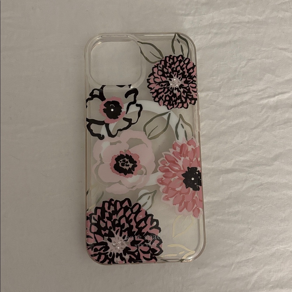 kate spade Floral Clear Phone Case - Pink and Black